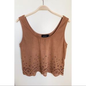 MINKPINK | Cropped Faux Suede Tank w/ Cut Outs